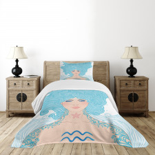 Blue Woman Bedspread Set