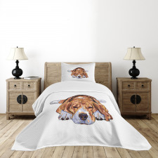Old Dog Resting Sketch Bedspread Set