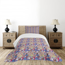 Colorful Mehndi Motifs Bedspread Set