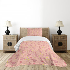 Bunnnies and Flowers Bedspread Set