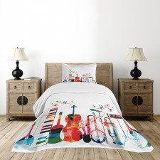 Colorful Instruments Bedspread Set