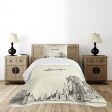 Sketch Style Moscow Bedspread Set