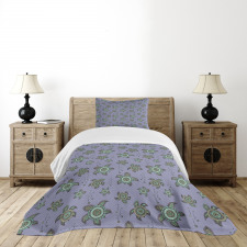 Abstract Marine Animals Bedspread Set