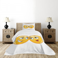 Loving Emoticon Couple Bedspread Set