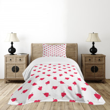 Cartoon Hearts Love Bedspread Set