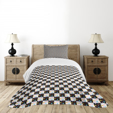 Checkered Dotted Tile Bedspread Set