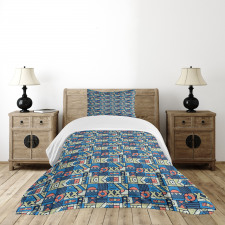 Folk Geometric Bedspread Set