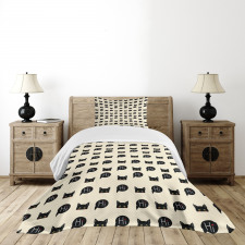 Black Kitties Saying Hi Bedspread Set