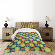 Orange and Green Circles Bedspread Set