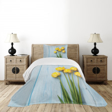 Yellow Flowers Rustic Bedspread Set