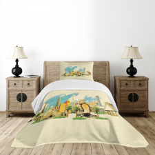 Doha Watercolor Panorama Bedspread Set