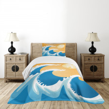 Huge Sea Waves Summer Bedspread Set