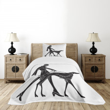 Fashion Woman Dog Bedspread Set