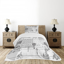 Monochrome Berlin Square Bedspread Set