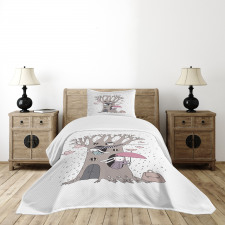 Bunny Family Rain Birds Bedspread Set