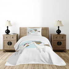 Colorful Pegasus Horses Bedspread Set