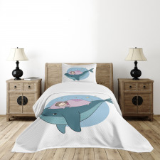 Girl Sleeping on Whale Bedspread Set