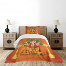 Asian Throne and Peacock Bedspread Set
