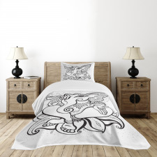 Oriental Symbol Elephant Bedspread Set