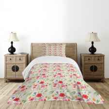 Colorful Botanical Art Bedspread Set