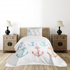 Colorful Anchor Marine Bedspread Set