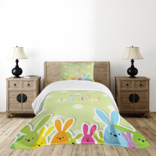 Colorful Cartoon Bunnies Bedspread Set