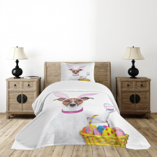 Dog as Easter Bunny Bedspread Set