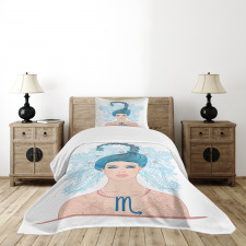 Lady Blue Hair Bedspread Set