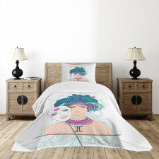 Young Lady Mask Bedspread Set