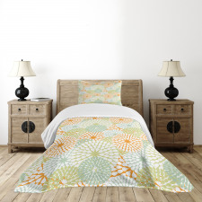 Abstract Retro Flowers Bedspread Set