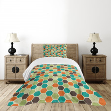 Grunge Colorful Hexagons Bedspread Set