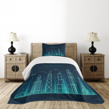 Blue Panorama Bedspread Set