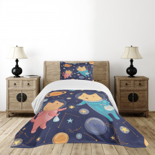 Cartoon Dog Astronaut Bedspread Set