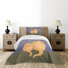 Cat and Dog on Hill Bedspread Set