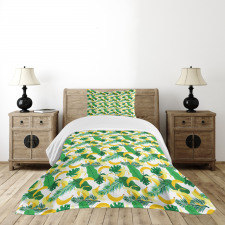 Cartoon Banana Leaves Bedspread Set