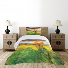 Fall Season Mountains Bedspread Set