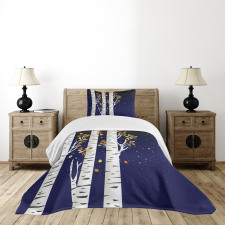 Birch Trees with Foliage Bedspread Set