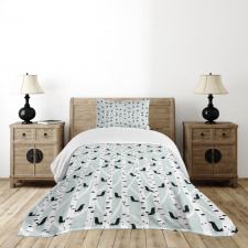 Bird Silhouettes Trees Bedspread Set