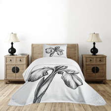 Dotwork Style Lily Bloom Bedspread Set