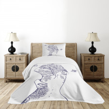 Woman Floral Botanical Art Bedspread Set