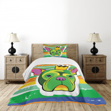 Crowned Dog Colorful Bedspread Set