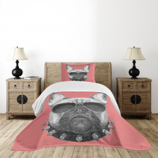 Dog Sketch Sunglasses Bedspread Set