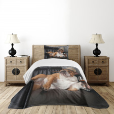 Humorous Dog Drinking Bedspread Set