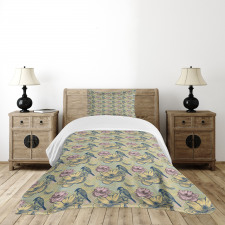 Bird Butterfly Flowers Bedspread Set