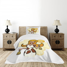 Cartoon Woman Bedspread Set