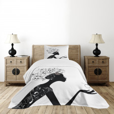 Floral Black Girl Bedspread Set