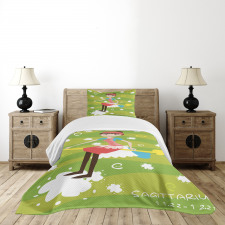 Girl on an Arrow Bedspread Set