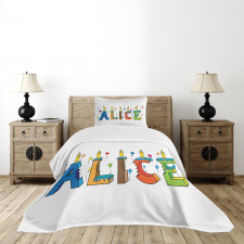 Colorful Girl Name Design Bedspread Set