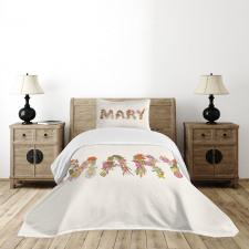 Blooming Flower Letters Bedspread Set