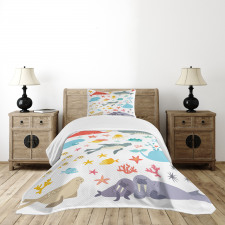 Colorful Ocean Animals Bedspread Set